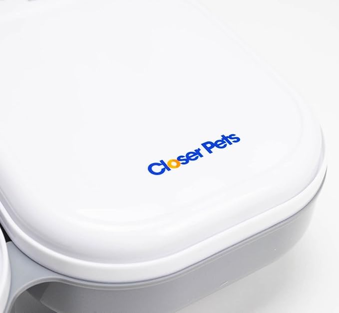 Closer Pets C200 2 Meal Timer-Controlled Automatic Pet Feeder - for Cats and Small Dogs, Wet or Dry Food, Stainless Steel Bowl Inserts and Ice Pack, up to 14 oz Each, White