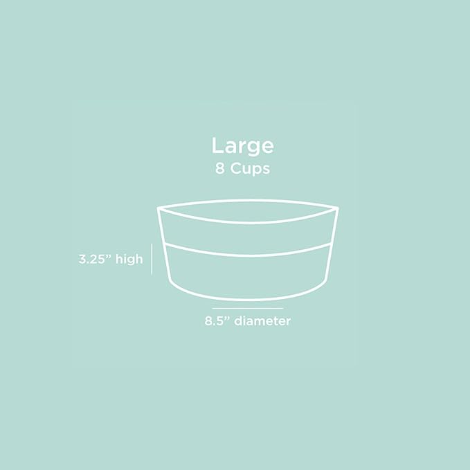 Set of 2 Waggo Dipper Ceramic Dog Bowls Heavyweight Pet Food and Water Bowls Non Slip Stoneware Dishwasher Safe (Large, Vintage Grey)