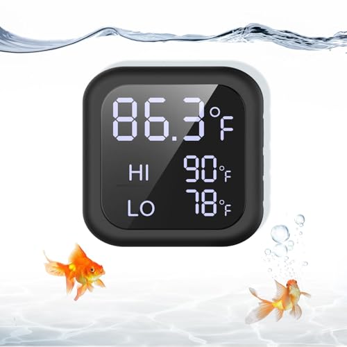 Smart Digital Fish Tank Thermometer,Aquarium Thermometer | LED Display, ±0.9°F, Alarm for Aquarium & More | 5-200 Gallon | High/Low Temperature Alert