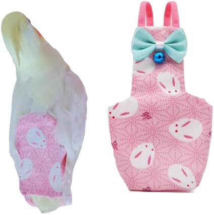 Bird Flight Suits Diapers for Monk Parakeets, Conures, Lovebirds, Cockatiels Flight Suits, Parrot Clothes, Bird Training Nappy Suit Liners Clothes (Large,Pink)