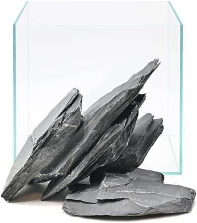 Natural Slate Rocks 2-4 Inches Aquarium Rocks 5lb Aquascaping Stones for Aquarium Terrarium Reptile Habitat Decoration Vivariums Paludariums Bonsai Miniature Fairy Gardens