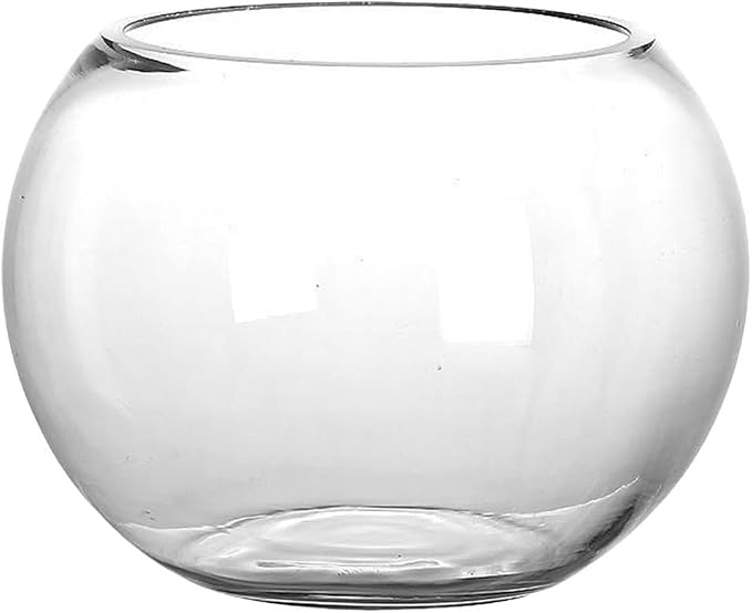 Baluue Round Glass Fish Bowl 5.90 in Clear Bubble Bowl for Fish Plants Flowers Shells and Crafts Compact Desktop for Home Office Shop Decor Centerpieces Terrarium