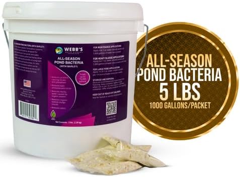Webb's Water Gardens All-Season Pond Bacteria with Barley Packets - Supports up to 1000 Gallons - 70 Packets for Easy Application - 5 Pounds - Ideal for Clearing Pond Water and Maintaining Fish Health