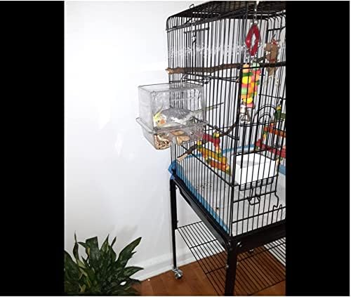 No-Mess Bird Feeder NO Assembly with Rough-surfaced Stainless Steel Perch (5.9x6.3x6.3(HxLxW))