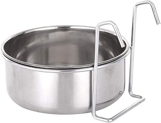 Youngy Dog Kennel Bowl Stainless Steel Hanging Food Water Bowl Crate Cup Pet Cage Bowls with Hanger for Bird Small Animals Stainless Steel Bowls Hanging
