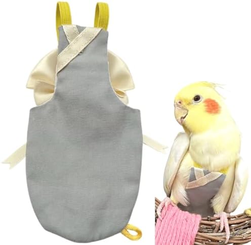 Bird Flight Suits Diapers, Parrot Flight Suits Diapers for Quaker Parakeets Cockatiels Conures Macaw African Grey, Bird Diaper, Parrot Clothes (Grey B,2XL)