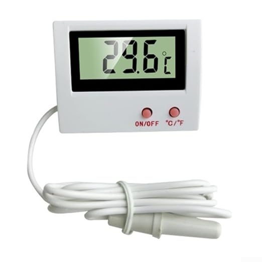 Digital Aquarium Thermometer, Switchable Fahrenheit, Stainless Steel Probe for Fish Tank Water Temp Gauge Monitoring(plastic)