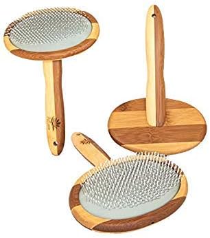 Natural Bamboo Deshedding Slicker Brush - for Matted Short and Long Haired Dogs Cats Gentle Easy Grooming