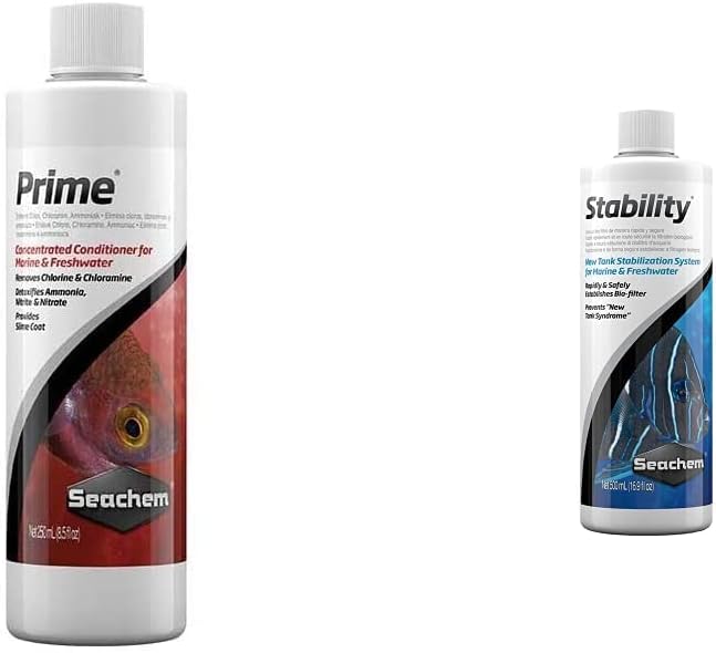 Seachem Prime and Stability Aquarium Water Conditioners (250ml + 16.9 fl oz)