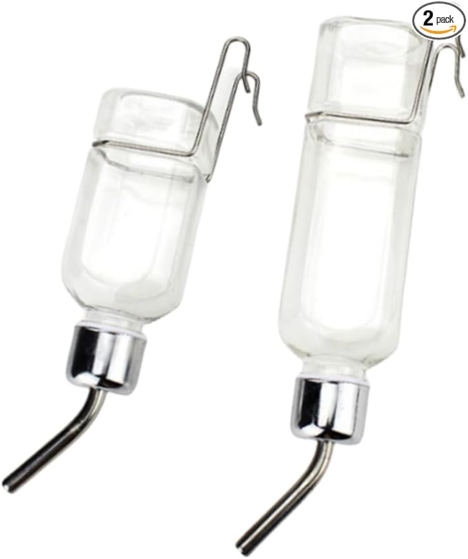 2 Pcs Pet Cage Water Bottle No Drip Small Animal Water Bottle, Hanging Waterer for Rabbit, Guinea Pig, Hedgehog, Squirrel, Rat, Chinchilla, Hamster Dispenser Bottle