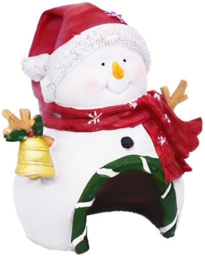 Ulifery Christmas Ornament Snowman Aquarium Decorations for Betta Hiding in 5-30 Gallon Fish Tank, White and Red