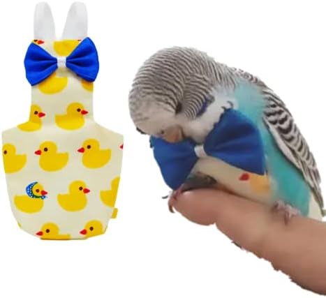 Bird Flight Suits Diapers for Monk Parakeets, Conures, Lovebirds, Cockatiels Flight Suits, Parrot Clothes, Bird Training Nappy Suit Liners Clothes (Large,Yellow-D)