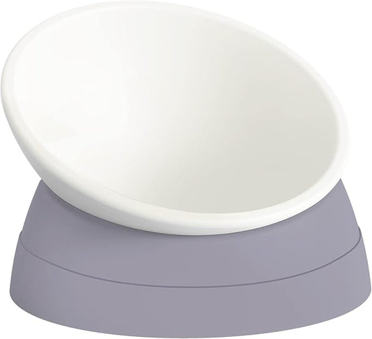 Elevated Cat Bowl, Adjustable Raised Slanted Food Bowl for Cats and Small Dogs, Wide Shallow PP Dish with TPR Non Slip Base, Whisker Friendly, 17 oz