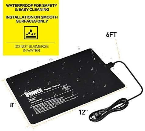 iPower 8 by 12-Inch 16W Reptile Heat Mat, LCD Digital Aquarium Thermometer, Under Tank Warmer Terrarium Heat Pad for Turtles Lizards Frogs and Other Small Animals, Multi Sizes