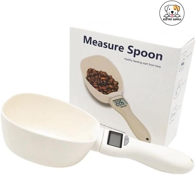 Digital Pet Food Scale, 800g Capacity, LCD Display, Handheld Electronic Measuring Spoon for Cats and Dogs, Auto Power-Off
