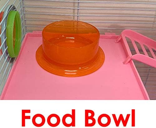 Pink Large 5-Level Large Expandable and Customizable Cross Twin Tower Tube Tunnel Habitat Hamster Rodent Gerbil Mouse Mice Rat Home Cage with Hide House Exercise Wheel Food Dish Water Bottle