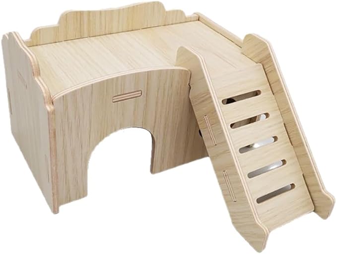 Wood Hamster House, Fun Tiny Hamsters Hideout, Detachable Hut for Dwarf Gerbil Mouse Mice Rat Small Animals(Only for Small Hamster)