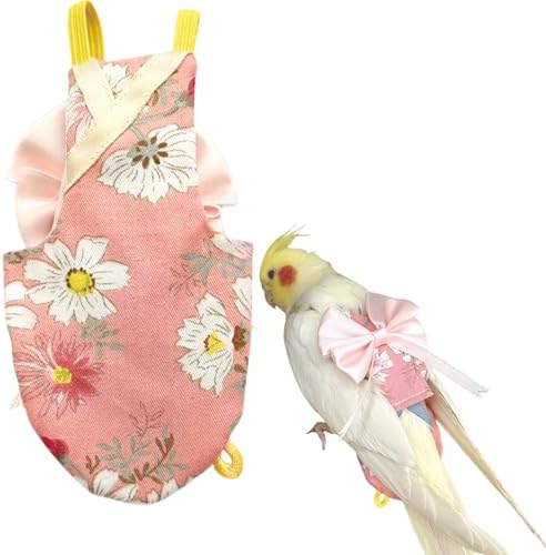 Bird Flight Suits Diapers, Parrot Flight Suits Diapers for Quaker Parakeets Cockatiels Conures Macaw African Grey, Bird Diaper, Parrot Clothes (Pink A,2M)