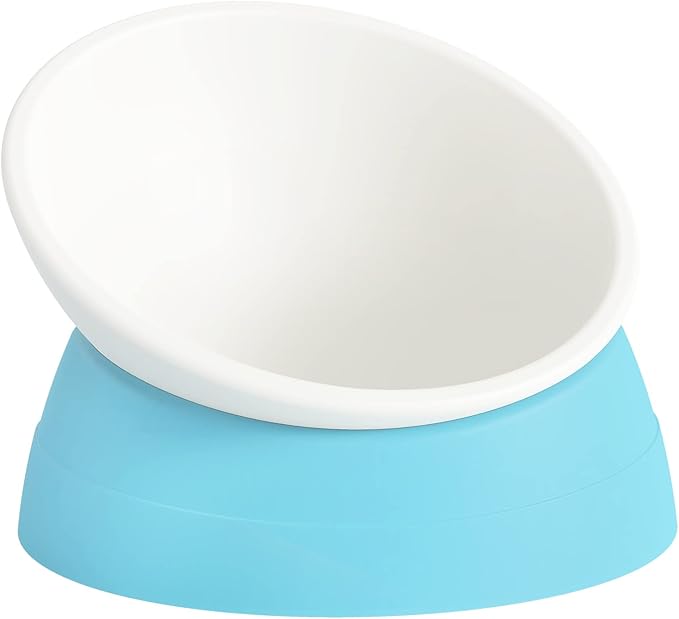 Elevated Cat Bowl, Adjustable Raised Slanted Food Bowl for Cats and Small Dogs, Wide Shallow PP Dish with TPR Non Slip Base, Whisker Friendly, 17 oz