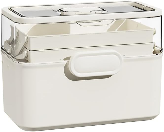 3-Tier Dog First Aid Kit box,Small Pet First Aid Kit Bin Empty,Medicine Box for Puppy Cat,Medic Organizer with Built in Handle,Family or Dogs Travel Camping Emergency Tool Set