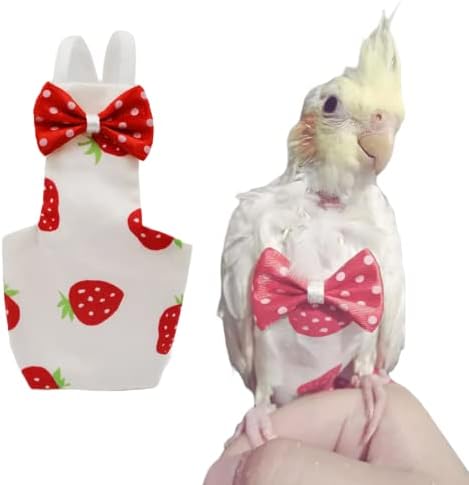 Bird Flight Suits Diapers for Monk Parakeets, Conures, Lovebirds, Cockatiels Flight Suits, Parrot Clothes, Bird Training Nappy Suit Liners Clothes (Large,Red)