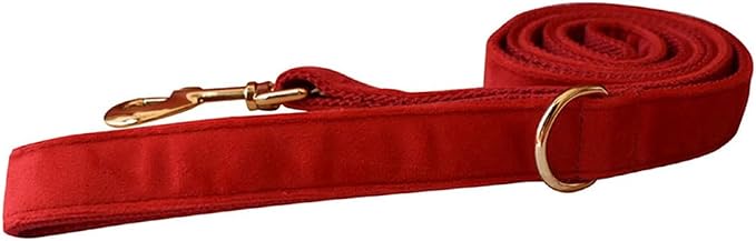 Love Dream Velvet Dog Collar and Leash Set, Soft & Comfy Adjustable Dog Leash and Collar with Heavy Duty Metal Buckle for Small Medium Large Dogs Training & Walking (Small, Red)