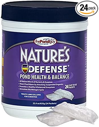 The Pond Guy Nature's Defense Beneficial Bacteria Treatment, 24 Packets | Natural bio cleaner and clarifier for water gardens; koi fish, plant and pet safe