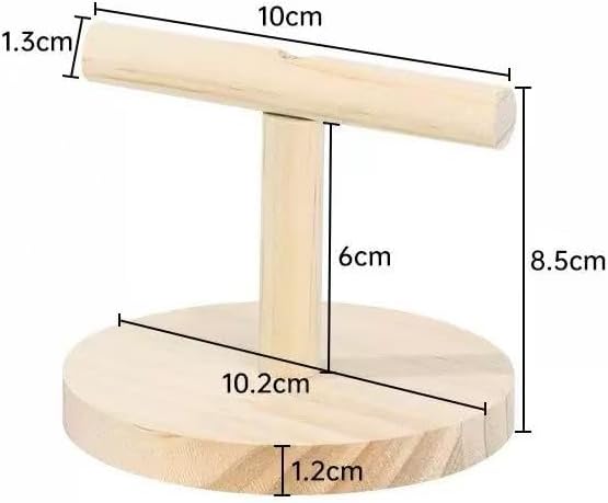 Wooden Bird Perch Stand for Small Birds, Tabletop Parrot Play Stand with Round Base, Portable Training Rest Platform for Budgies, Lovebirds, Parakeets, Cockatiels, 10 x 8.5 cm