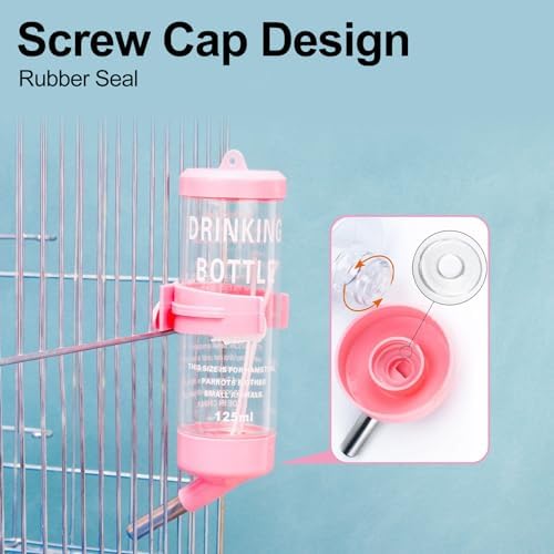 No Drip Water Bottle for Small Pets, 17oz Leak Proof Cage Water Dispenser with Top Fill for Guinea Pig, Hamster, Bunny, Ferret, Hedgehog, Chinchilla