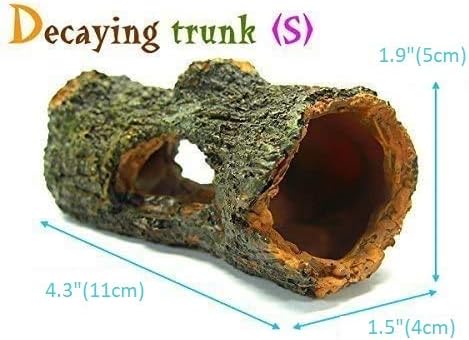 Betta Log Decaying Trunk 4.3 inches Driftwood Decor - Small Wooden Fish Tank Freshwater Decorations Aquarium Ornament Tree Plants Wood