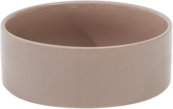 Havniva Ceramic 7.3inch Dog Bowl, Food and Water Bowl for Medium Breed Dog, Pet Feeder for Replacement (Single Bowl, Brown Coffee)