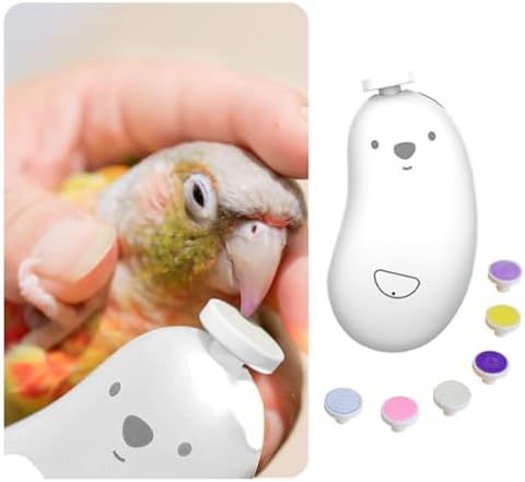 MANON ROSA Bird Nail Grinder, Bird Beak Grinder- Safe and Quiet Bird Nail Care Tool, Complete Grooming Kit for Parrots Conures Cockatiels Finches Parakeets, Premium Beak Maintenance (White)