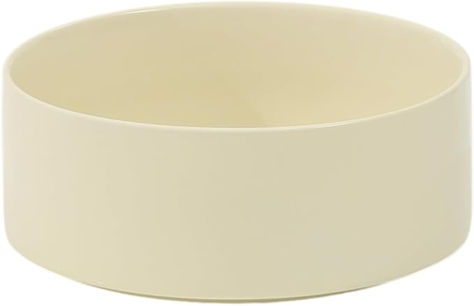 Havniva Ceramic 8.2inch Dog Bowl for Large-Breed Dogs, Anti-Slip and Weighted Pet Food and Water Bowl (Single Bowl -Light Yellow)
