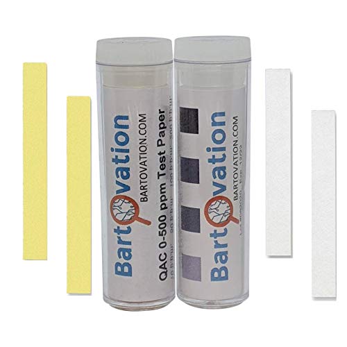Quat 500 ppm & Chlorine 200 ppm Test Paper Strip Kit, 200-Pack | 100 Strips of each, Food Service, Chemical, Quaternary Ammonium, QAC, Bleach, Restaurant, 3-part sink, Sanitizer, Made in USA