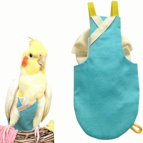 Bird Flight Suits Diapers, Parrot Flight Suits Diapers for Quaker Parakeets Cockatiels Conures Macaw African Grey, Bird Diaper, Parrot Clothes (Blue,S)