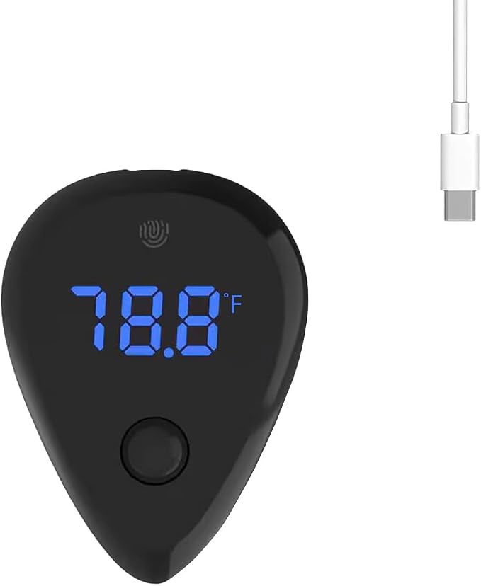 Carefree Fish Aquarium USB Thermometer Rechargeable Cordless Human Sensor Switch Fish Tank Thermometer Overtemperature Sound Alarm ±1℉（Power Adapter and Charging Cable not Included）