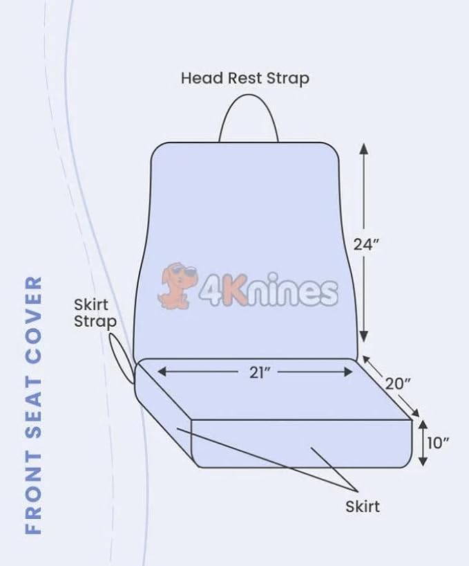 4Knines Car Seat Cover for Dogs – Durable Captains Seat & Front Seat Protector for Dogs, Waterproof, Non-Slip Car Seat Cover for Pets, Easy Install, Protects Vehicle from Dirt, Fur, Scratches (Grey)