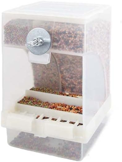 YSTAR 2-Pack No-Mess Automatic Bird Feeder Parrot Feeder Cage Accessories Supplies for Feeder Integrated Automatic Box Parakeet Canary Cockatiel Finch (White)