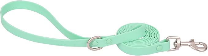 Ovale Waterproof Dog Collar Leash Combo Set, Durable and Easy to Clean, for Medium Dogs.(M, Light Green)