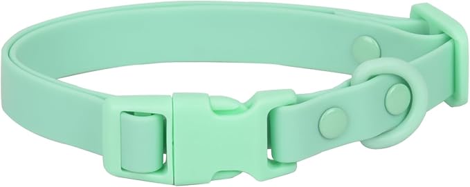 Ovale Waterproof Dog Collar Leash Combo Set, Durable and Easy to Clean, for Medium Dogs.(M, Light Green)