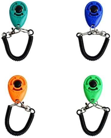 Dog Training Clicker with Wrist Straps, Clicker Dog Trainer for Puppy Cats and Pet Behavioral Obedience Teaching, 4-Pack