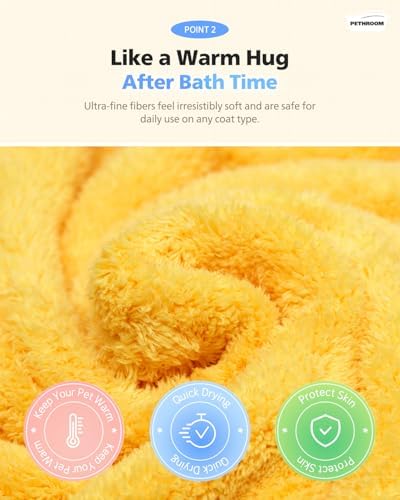 PETHROOM Ultra Absorbent Pet Towel | Quick-Drying, Soft Microfiber Dog & Cat Bath Towel | Lightweight, Durable, Fast Water-Soaking | Ideal for All Breeds (Large) 23.6" x 47.2" (Pack of 2)