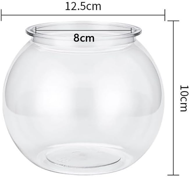 Small Clear Plastic Fish Bowl Mini Decorative Goldfish Bowl Heavy Duty Round Vase Transparent Table Centerpiece Vase Desktop Aquarium Bowls Christmas Candy Container for Home Decorations
