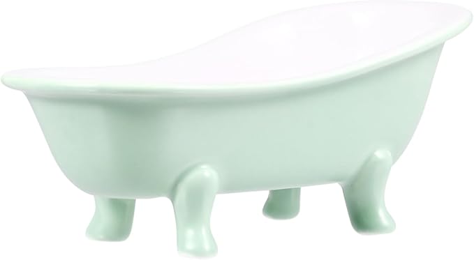 VICASKY Hamster Ceramic Bathtub Small Animal Bed Pet Sleeping Chinchilla Bath Hideout Toys Guinea Pig Food Bowl for Hamster Habitat House Light Green,6.14 X 3.14 X 2.75 Inch