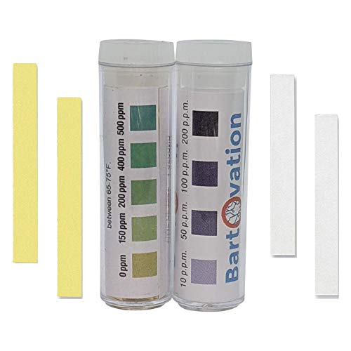 Quat 500 ppm & Chlorine 200 ppm Test Paper Strip Kit, 200-Pack | 100 Strips of each, Food Service, Chemical, Quaternary Ammonium, QAC, Bleach, Restaurant, 3-part sink, Sanitizer, Made in USA