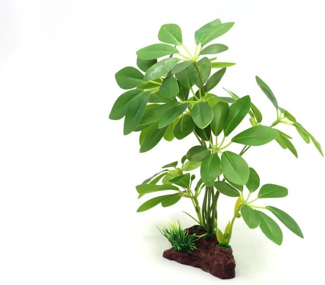 JGbaby Artificial Aquarium Plants,Fish Tank Decorations Betta Leaf Hammock Driftwood 10in Realistic Silk & Plastic Plants, Hideout Decor for Betta. Goldfish,Reptiles,Small Tanks (Green Type-I)