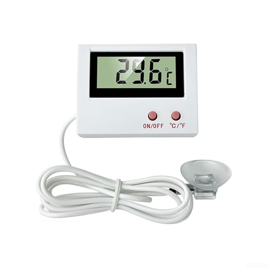 Digital Aquarium Thermometer, Switchable Fahrenheit, Stainless Steel Probe for Fish Tank Water Temp Gauge Monitoring(Stainless steel)