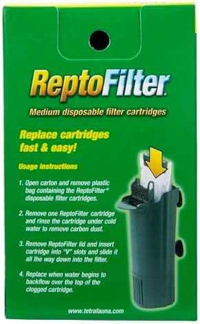 Tetra ReptoFilter Medium Filter Cartridges for Terrariums, 3 Count | For TetraFauna ReptoFilter 20 gal, Viquarium & Decorative ReptoFilter, Removea Debris, Waste & Odors, Replace Every 4 Weeks