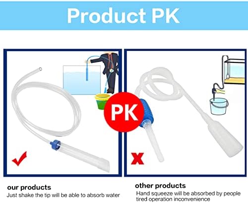 Aquarium Manual Water Changer Gravel Cleaner, Water Filter Syphon Tube Fluids Transfer Tool PVC Sand Vacuum Cleaning Pump Fish Cleaning Tool with 59in Long Pipe