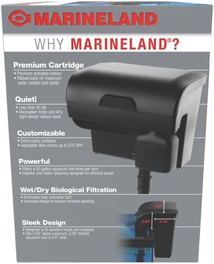 Marineland Penguin PRO 275 Power Filter Multi-Stage Aquarium Filtration for Aquariums Up to 50 Gallons